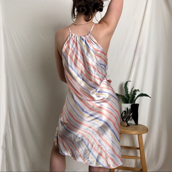 SOLD | Striped satin slip with keyhole neckline - Picture 4 of 5